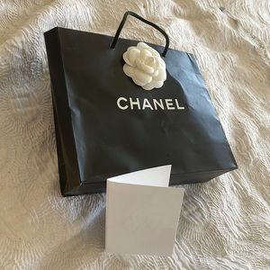 Chanel bag with gift card, camellia flower